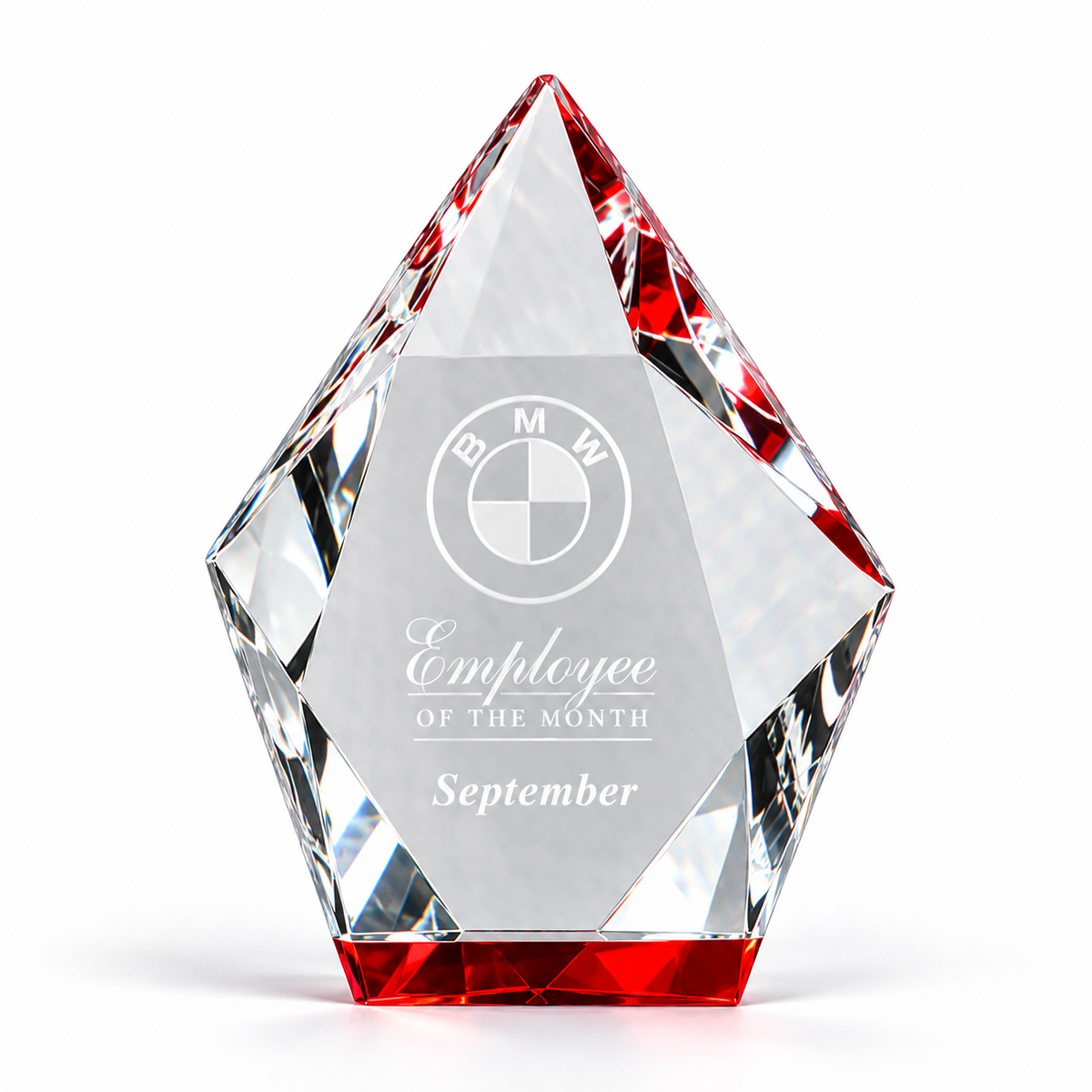 Red Multifaceted Crystal Hexagon Award