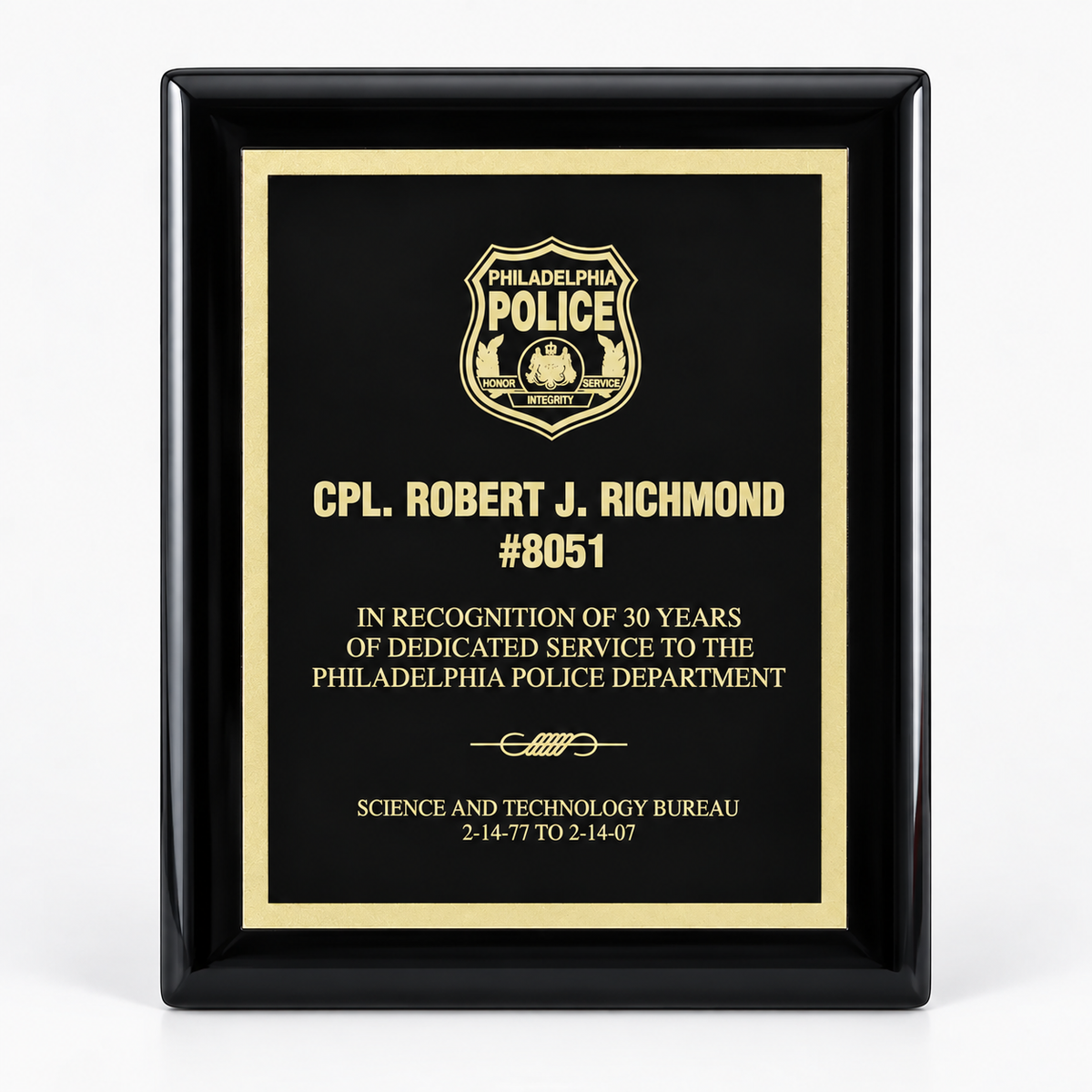 Executive Ebony Piano Finish Plaque