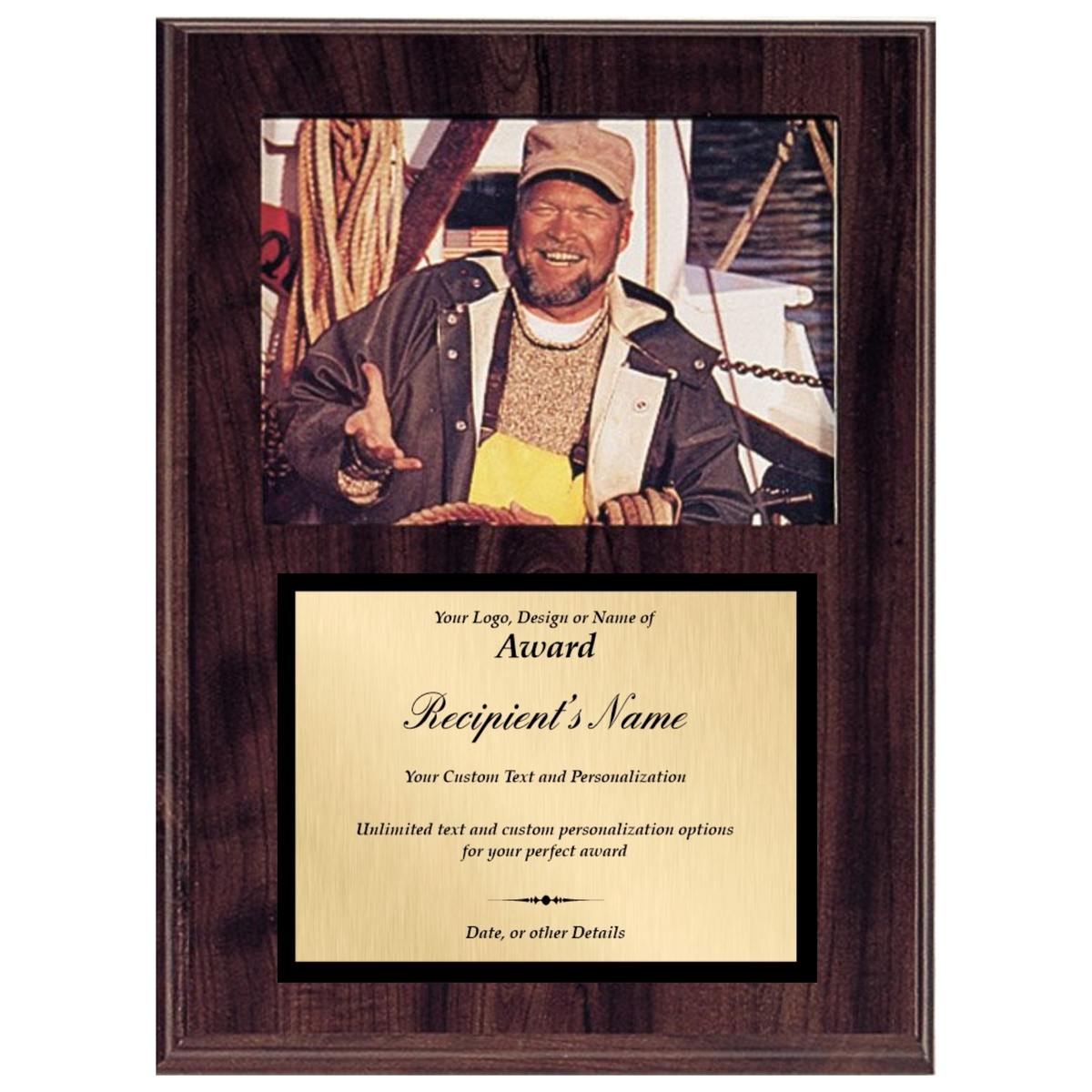 Cherry-Finish Drop-In Photo Plaque, 9" × 12"