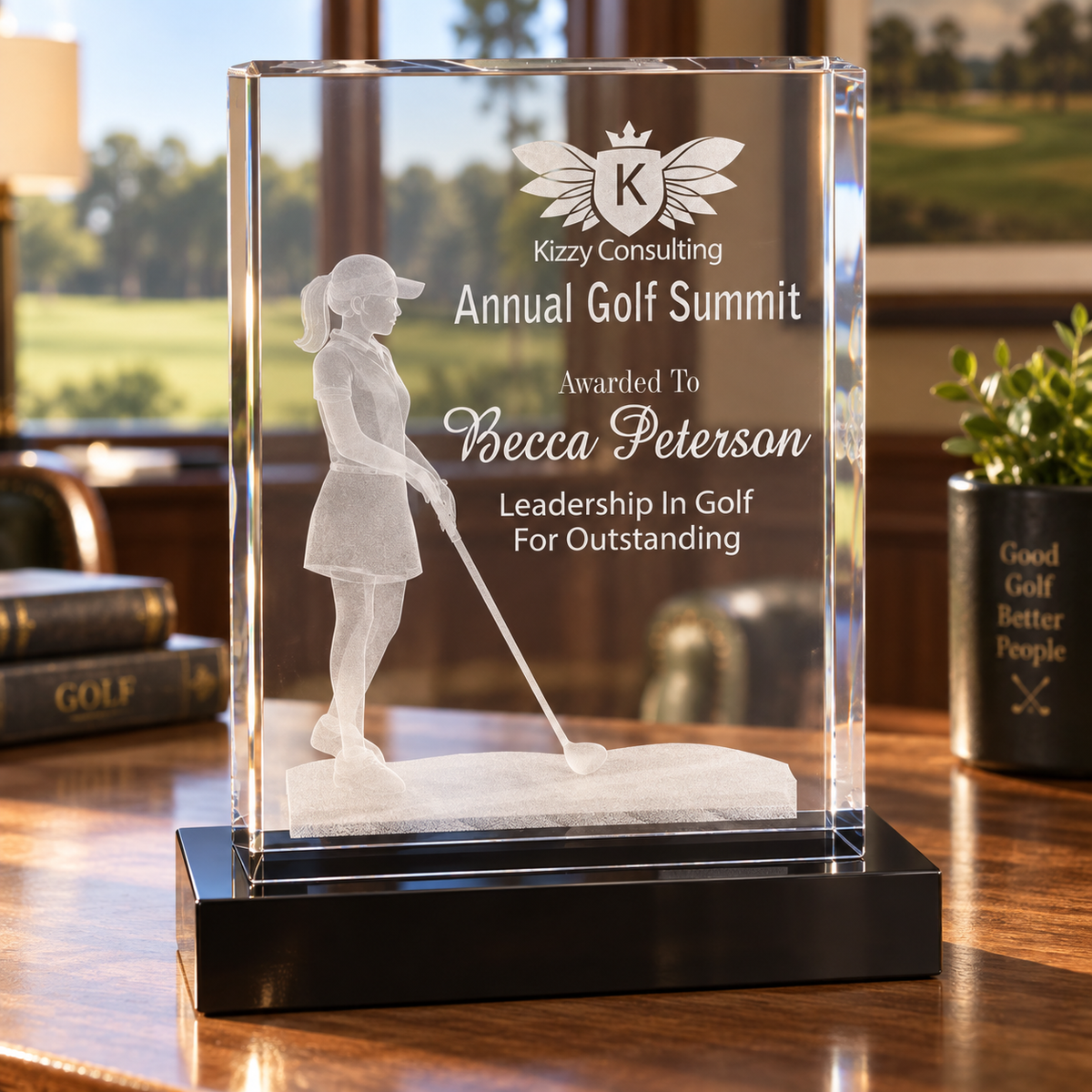 3D Crystal Golf Award