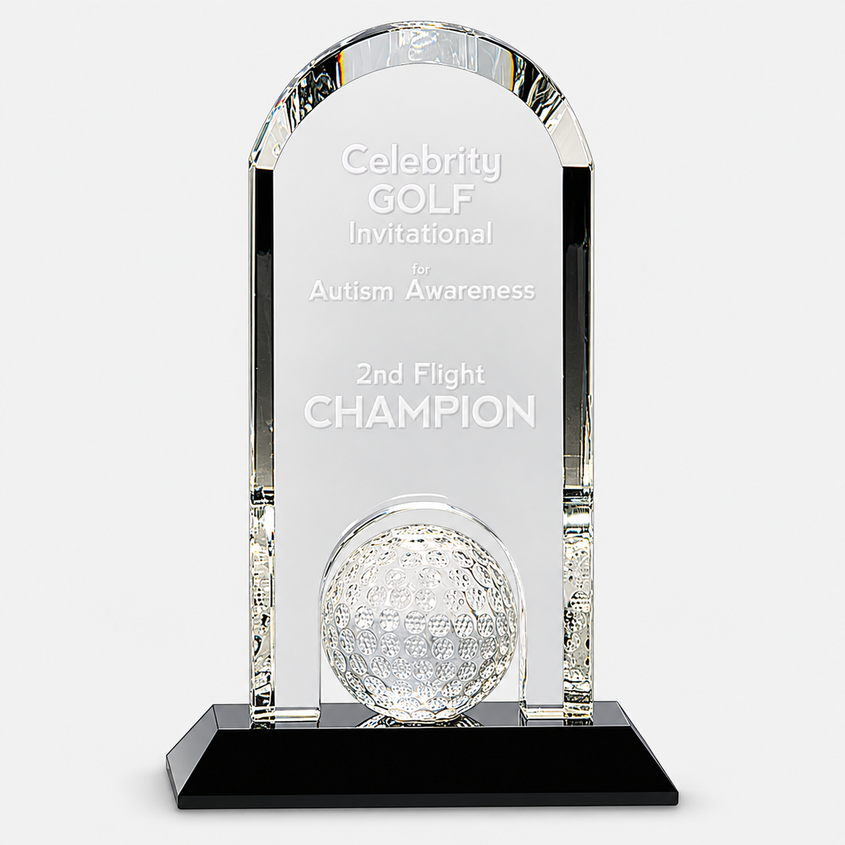 Crystal Golf Ball Dome Award on Black Base