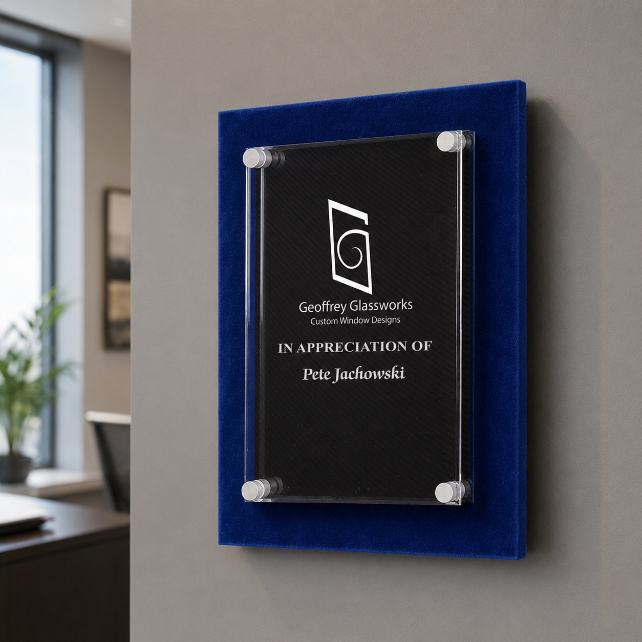Blue Velvet Floating Acrylic Plaque