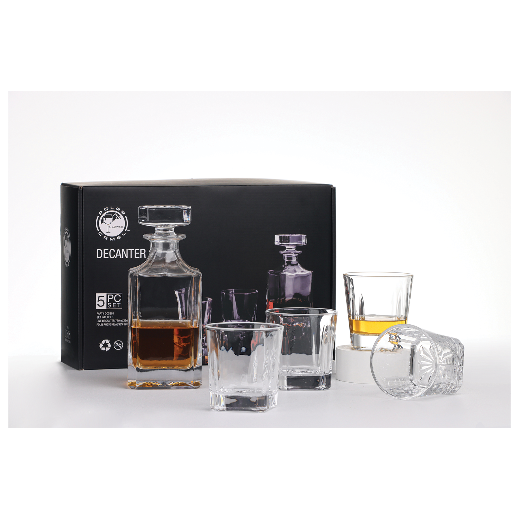 Polar Camel Decanter Set with Four Glasses and Gift Box