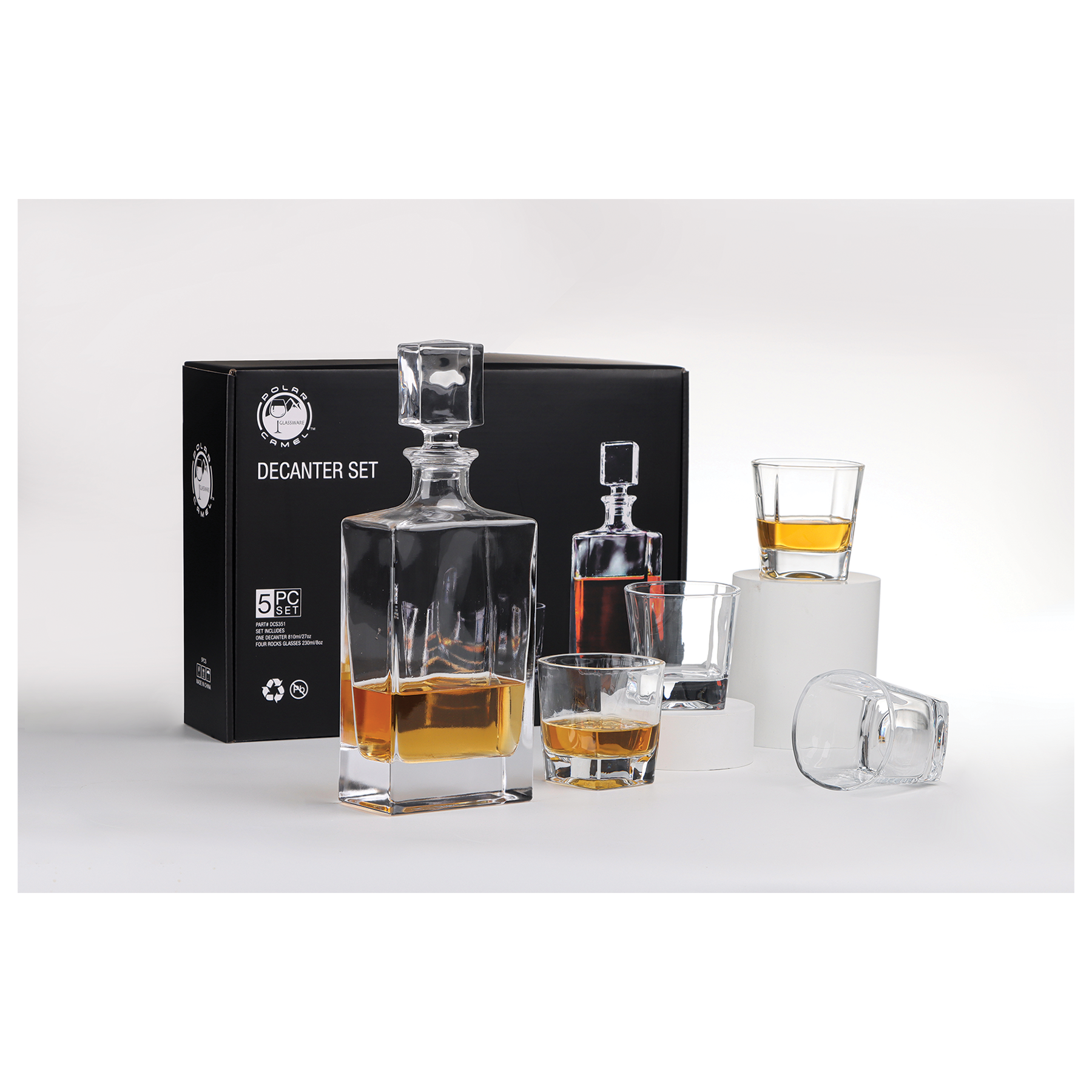 Polar Camel Decanter Set with Four Glasses and Gift Box