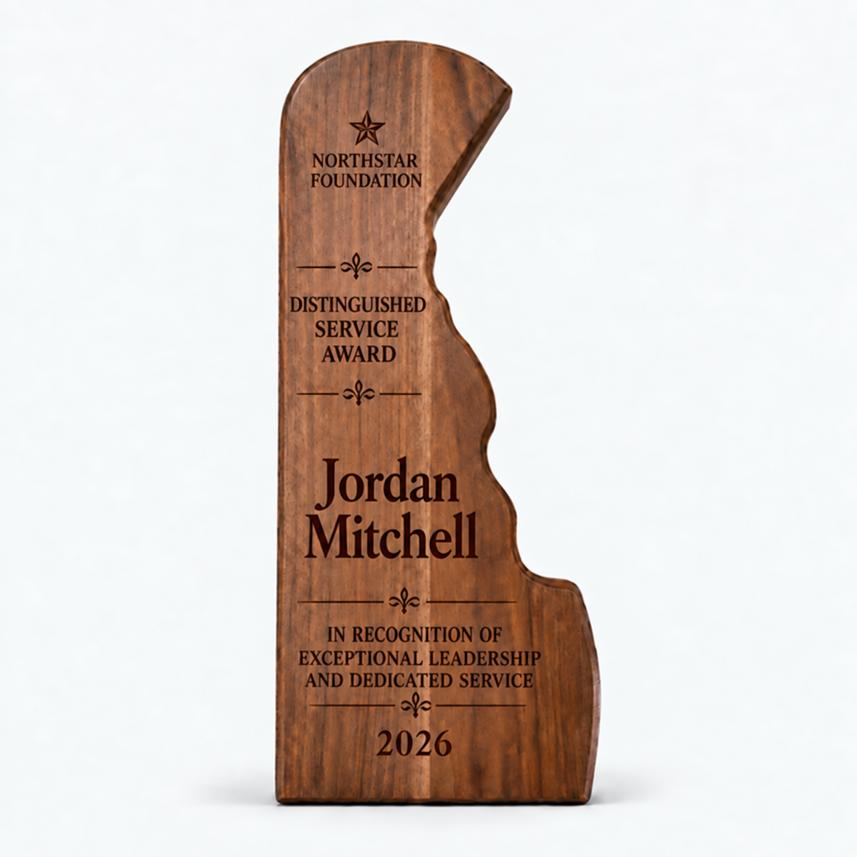 Delaware-Shaped Walnut Plaque
