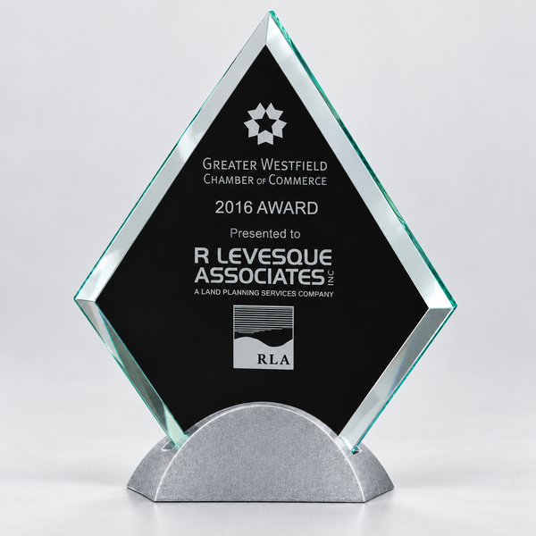 Diamond Series Glass Award with Silver Metal Base