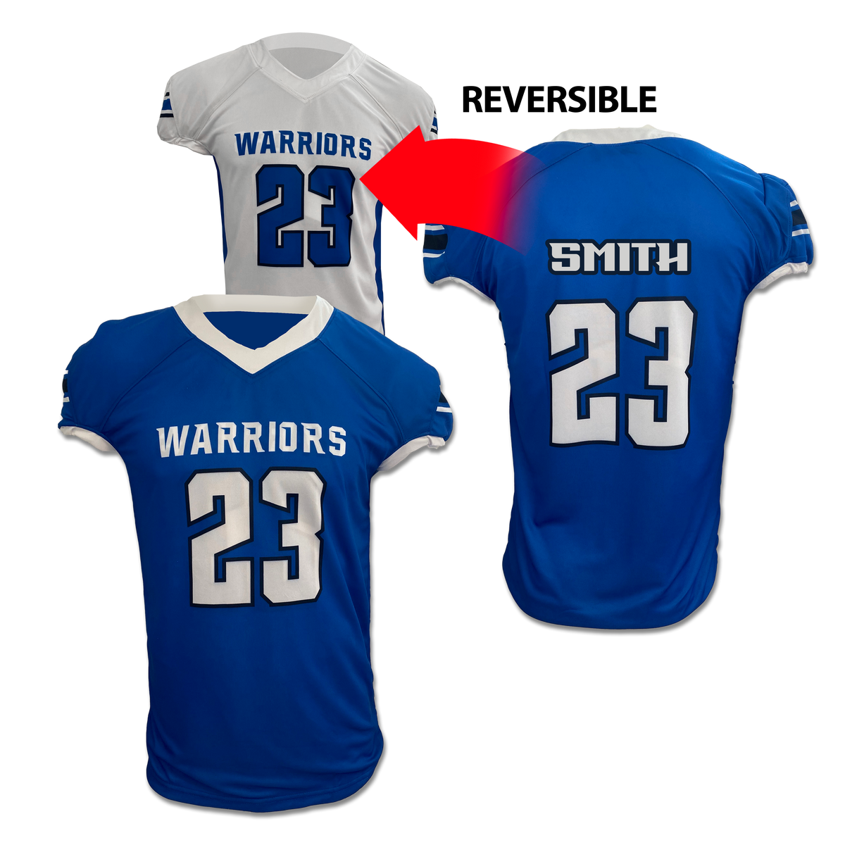 Custom Sublimated Men's & Youth Reversible V-Neck Football Jersey — supplier alternate design