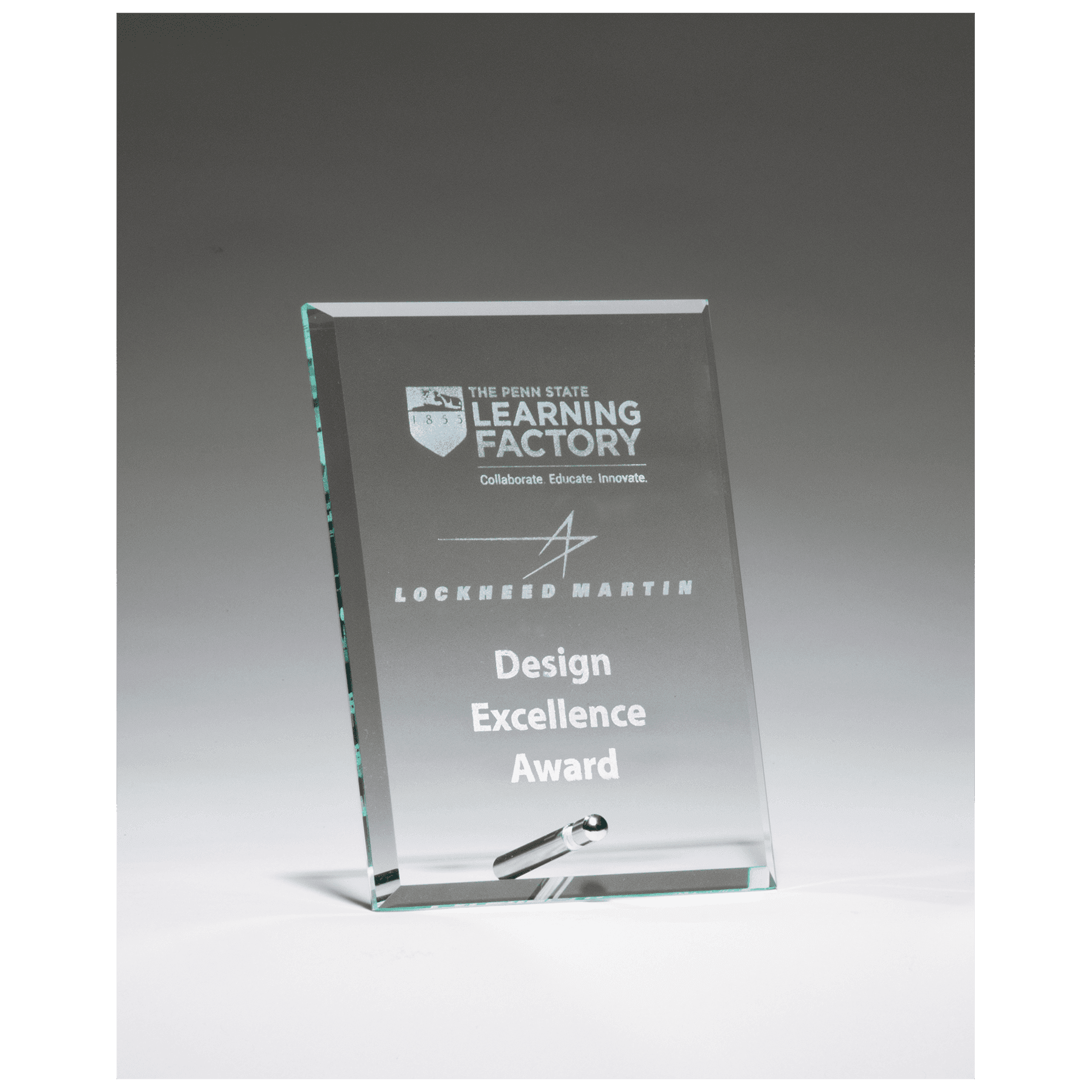 5" x 7" Clear Glass Award with Silver Plated Easel Post