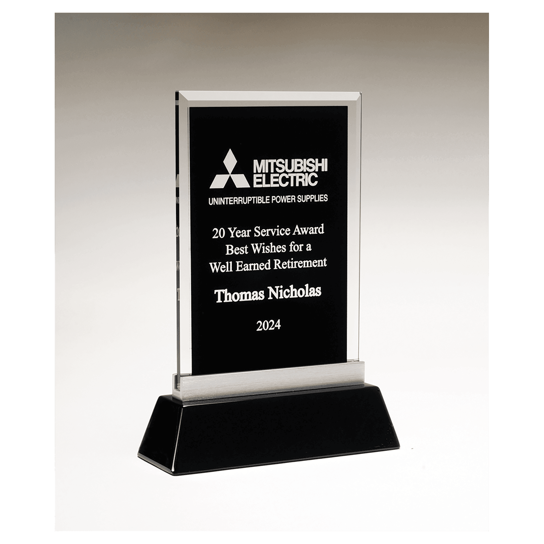 Rectangular Clear Glass with Black Painted Background, Black High Gloss Base
