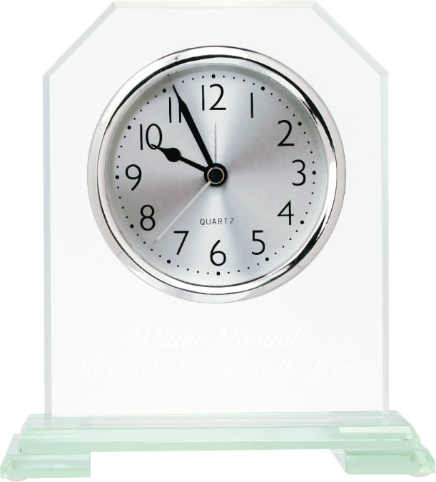 Clear Glass Clock With Split Step Base