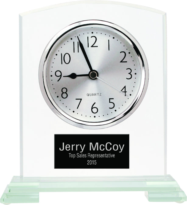 Clear Glass Clock With Split Step Base