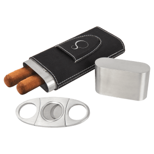 Laserable Leatherette Cigar Case with Cutter