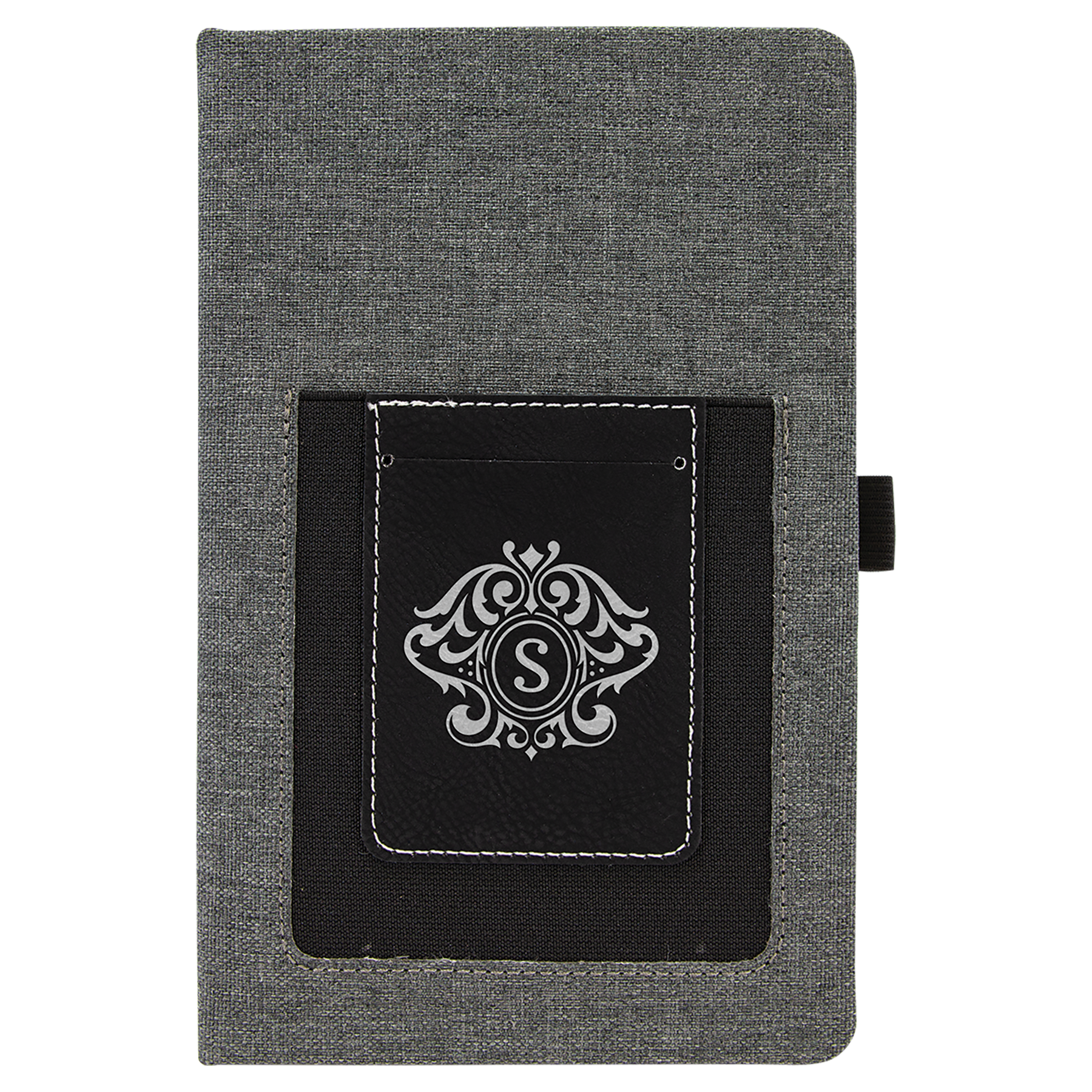 Laserable Leatherette Canvas Journals with Phone Holder