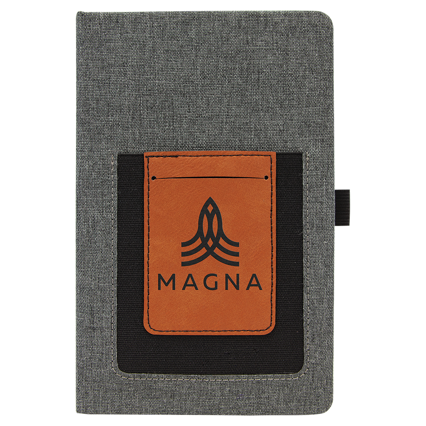 Laserable Leatherette Canvas Journals with Phone Holder