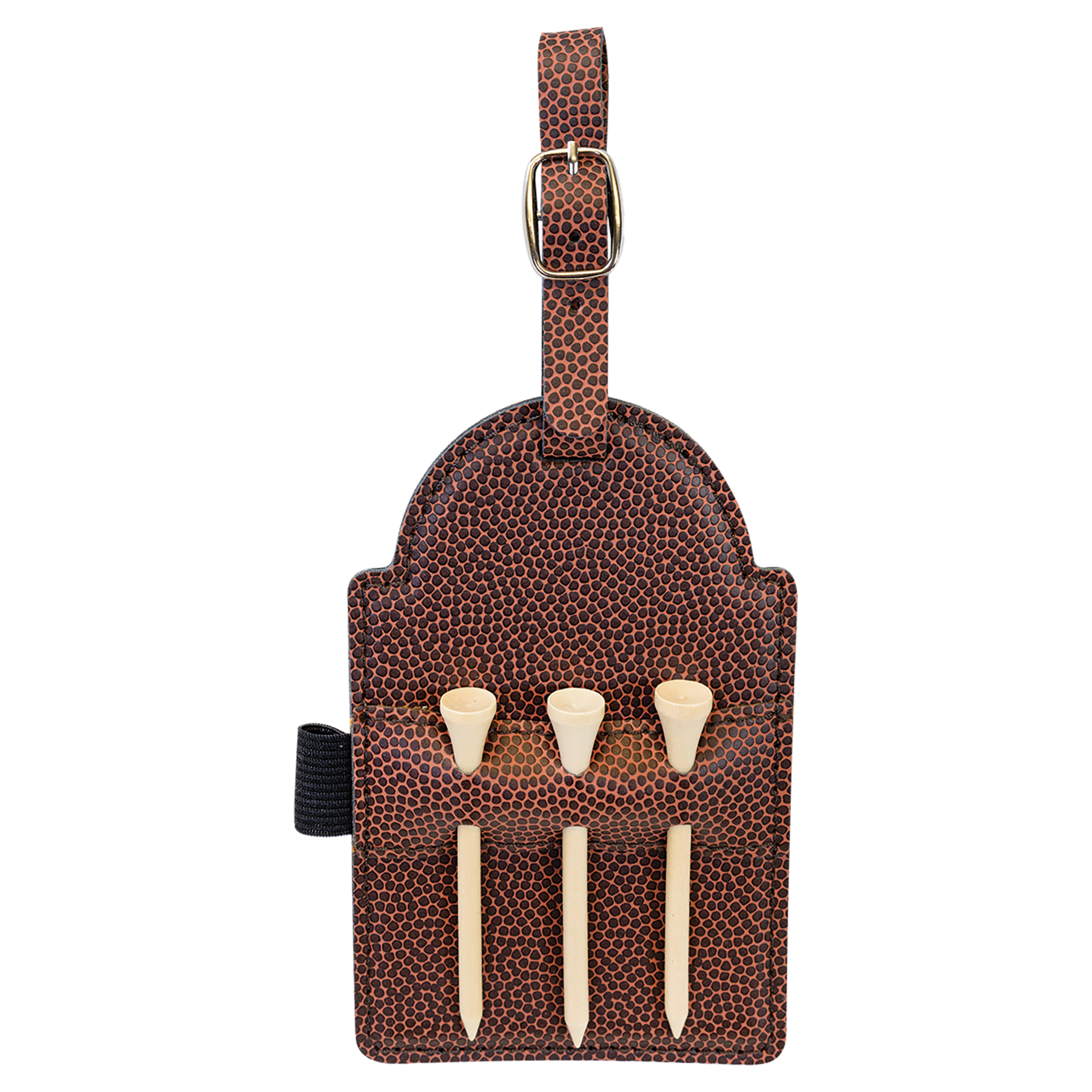 5" x 3 1/4" Laserable Leatherette Golf Bag Tag with 3 Wooden Tees