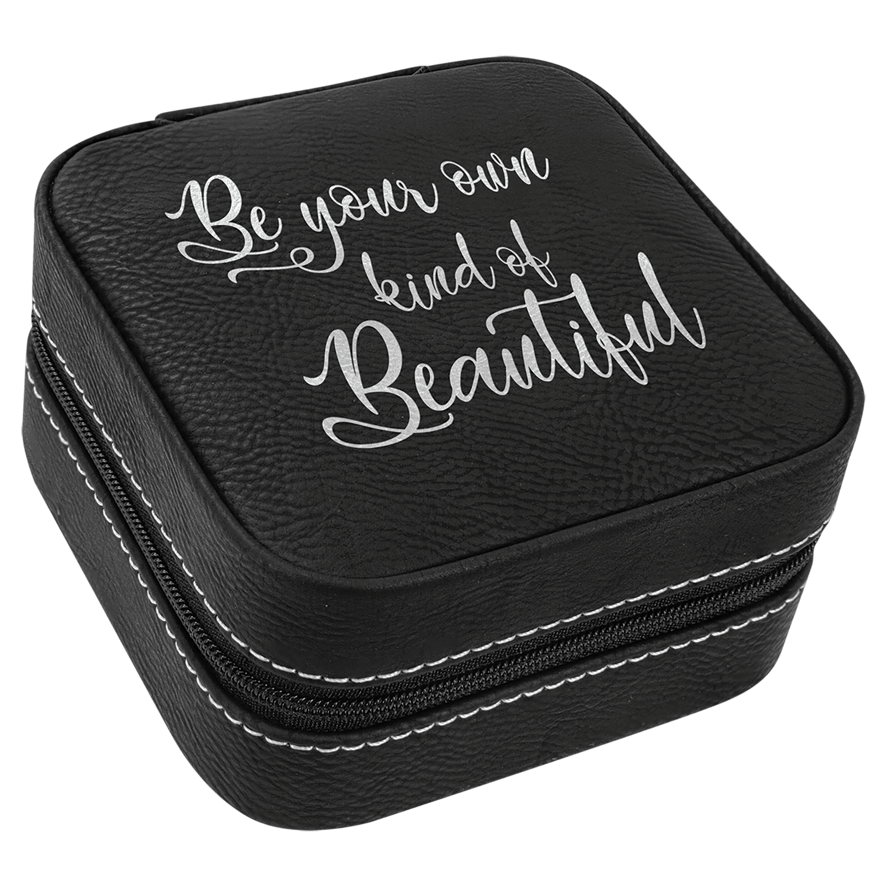 4" X 4" Laserable Leatherette Travel Jewelry Box with Tan Lining