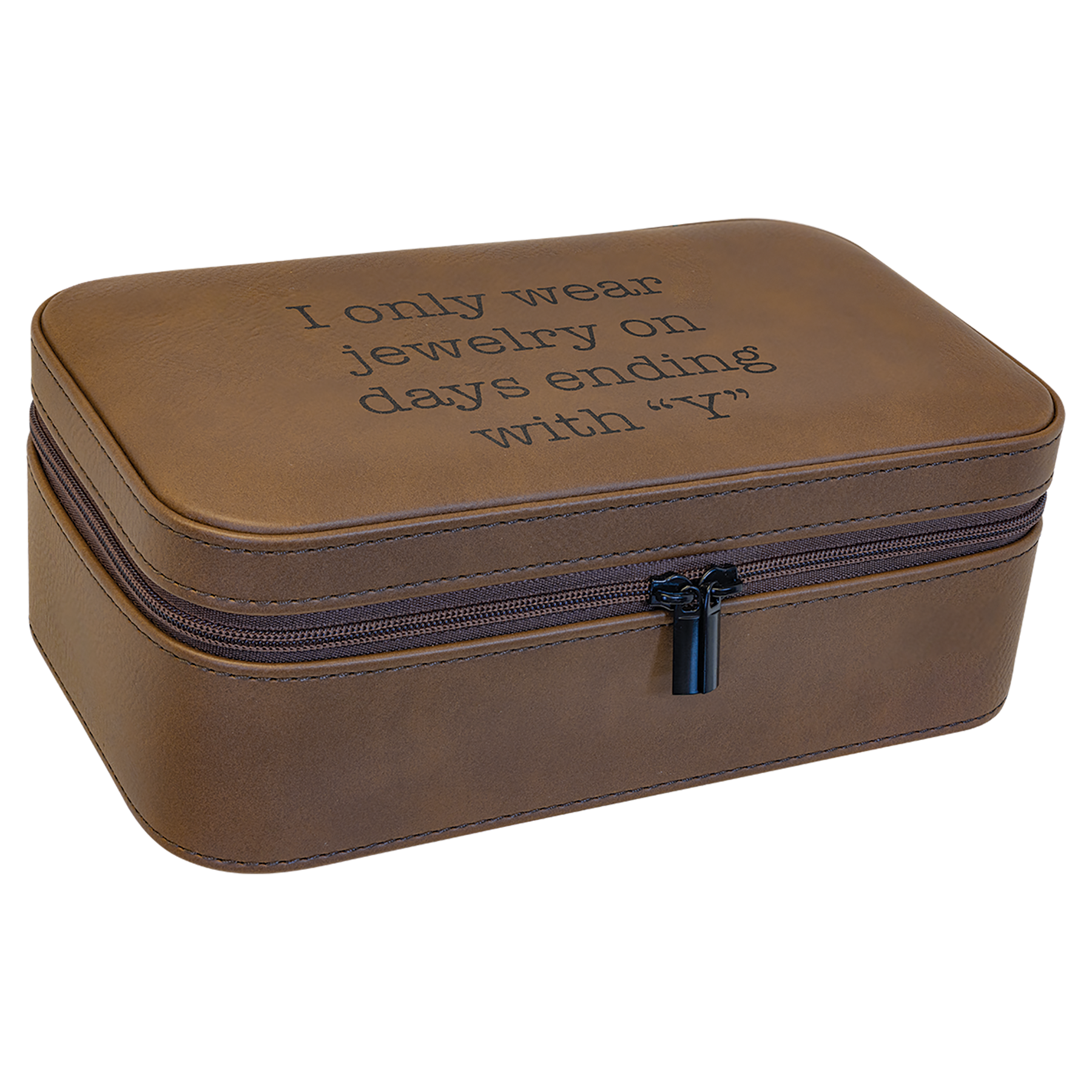 Laserable Leatherette Travel Jewelry Box
