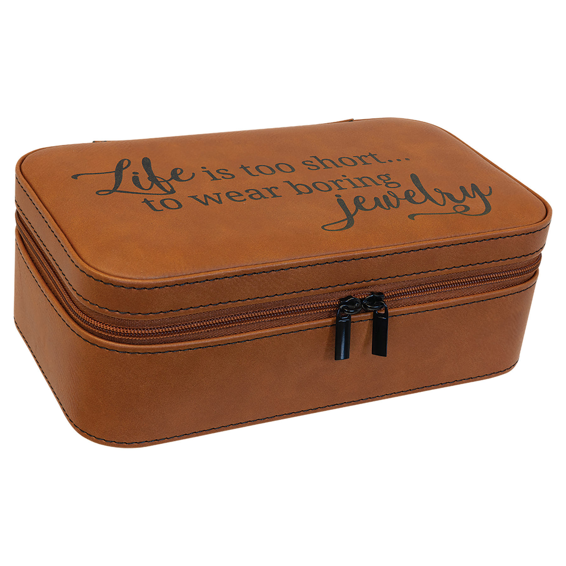 Laserable Leatherette Travel Jewelry Box