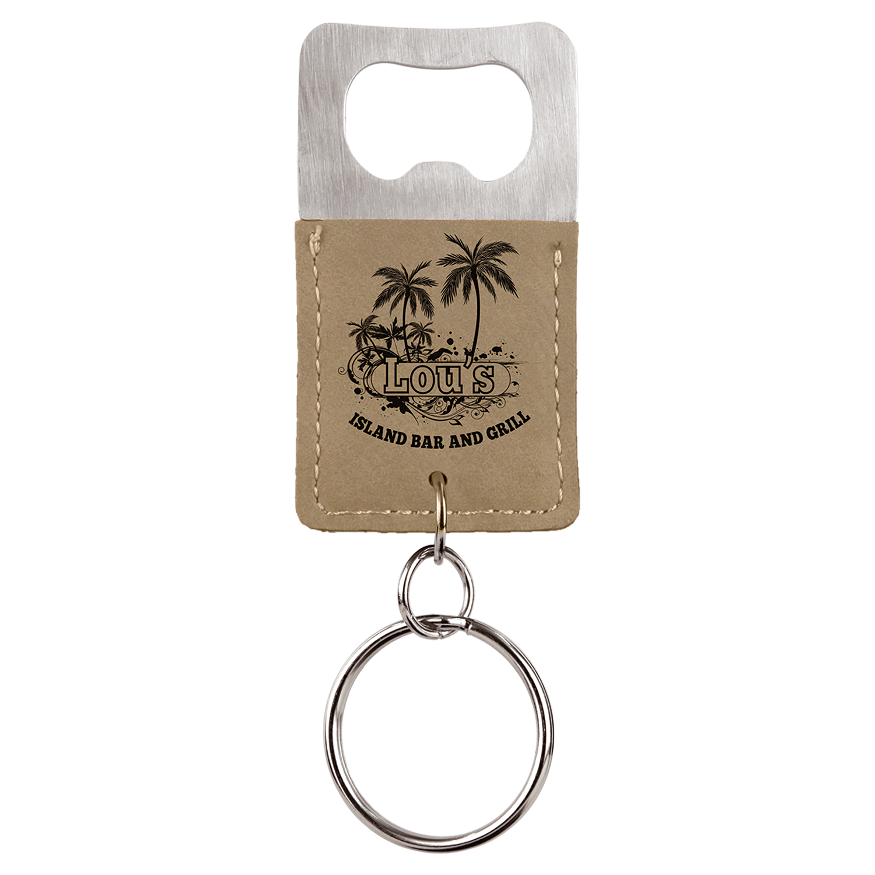 Laserable Leatherette Bottle Opener Keychain