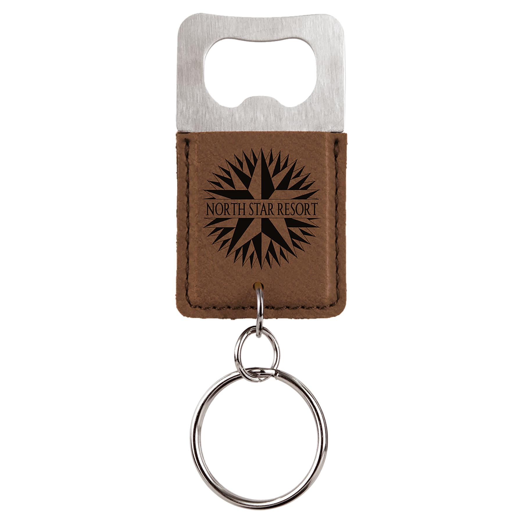 Laserable Leatherette Bottle Opener Keychain