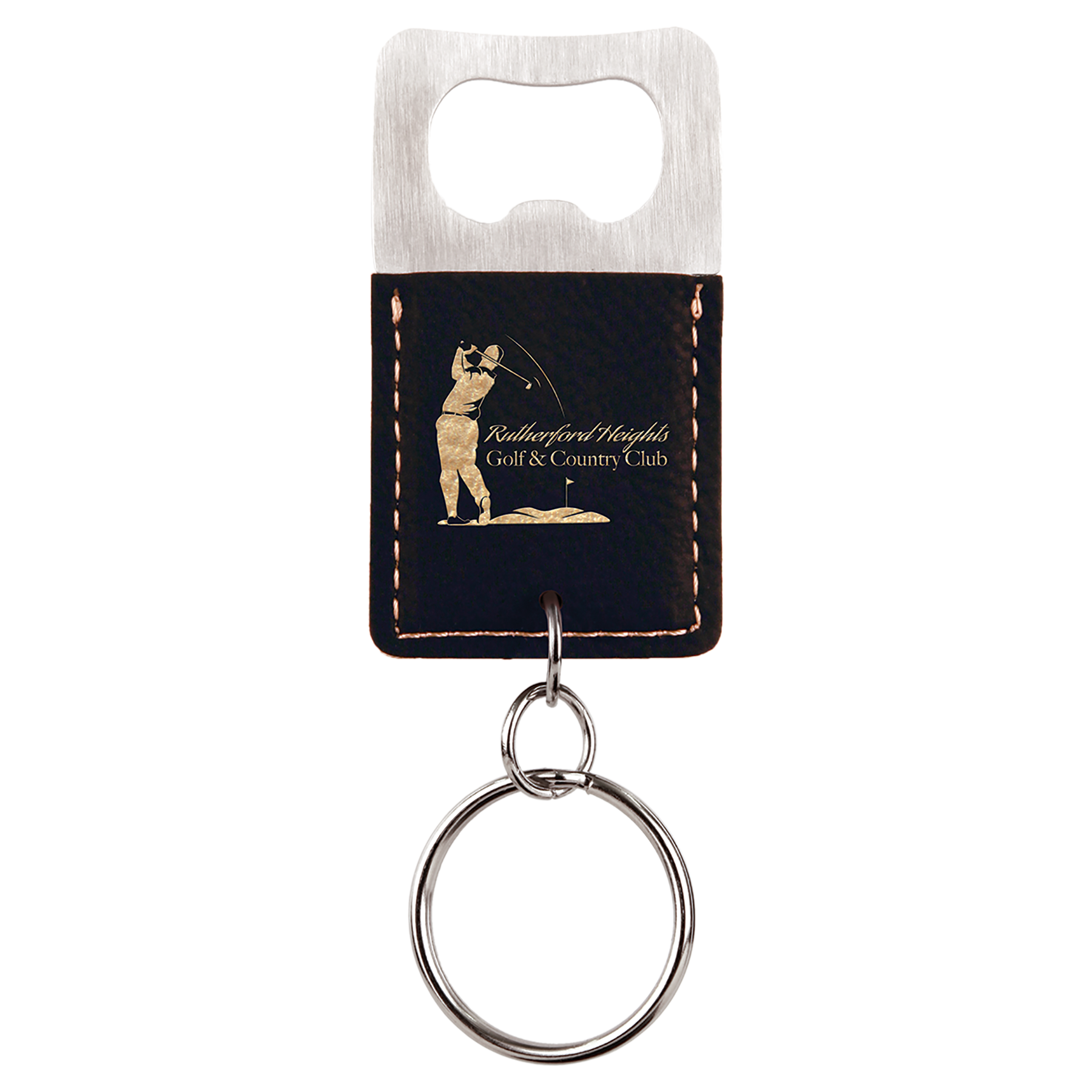 Laserable Leatherette Bottle Opener Keychain