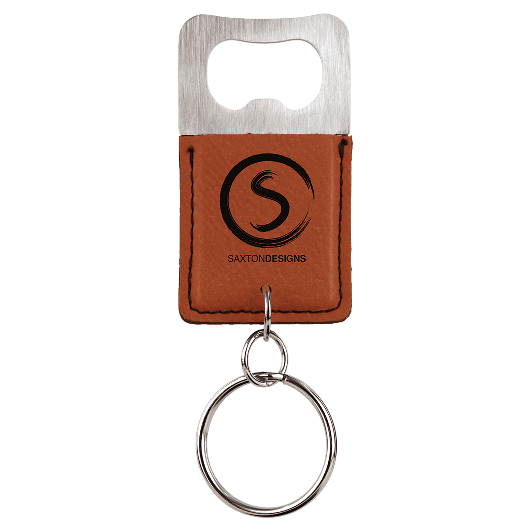 Laserable Leatherette Bottle Opener Keychain