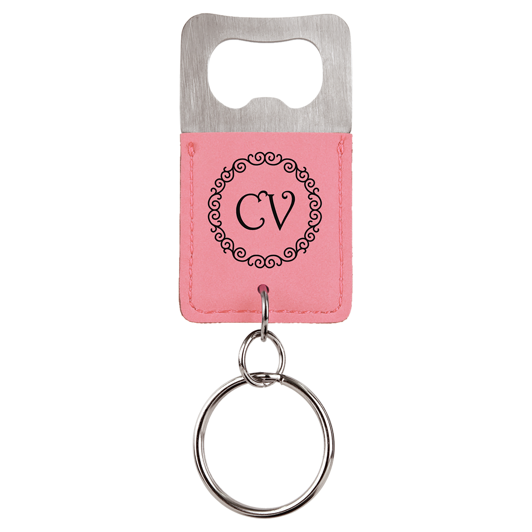 Laserable Leatherette Bottle Opener Keychain