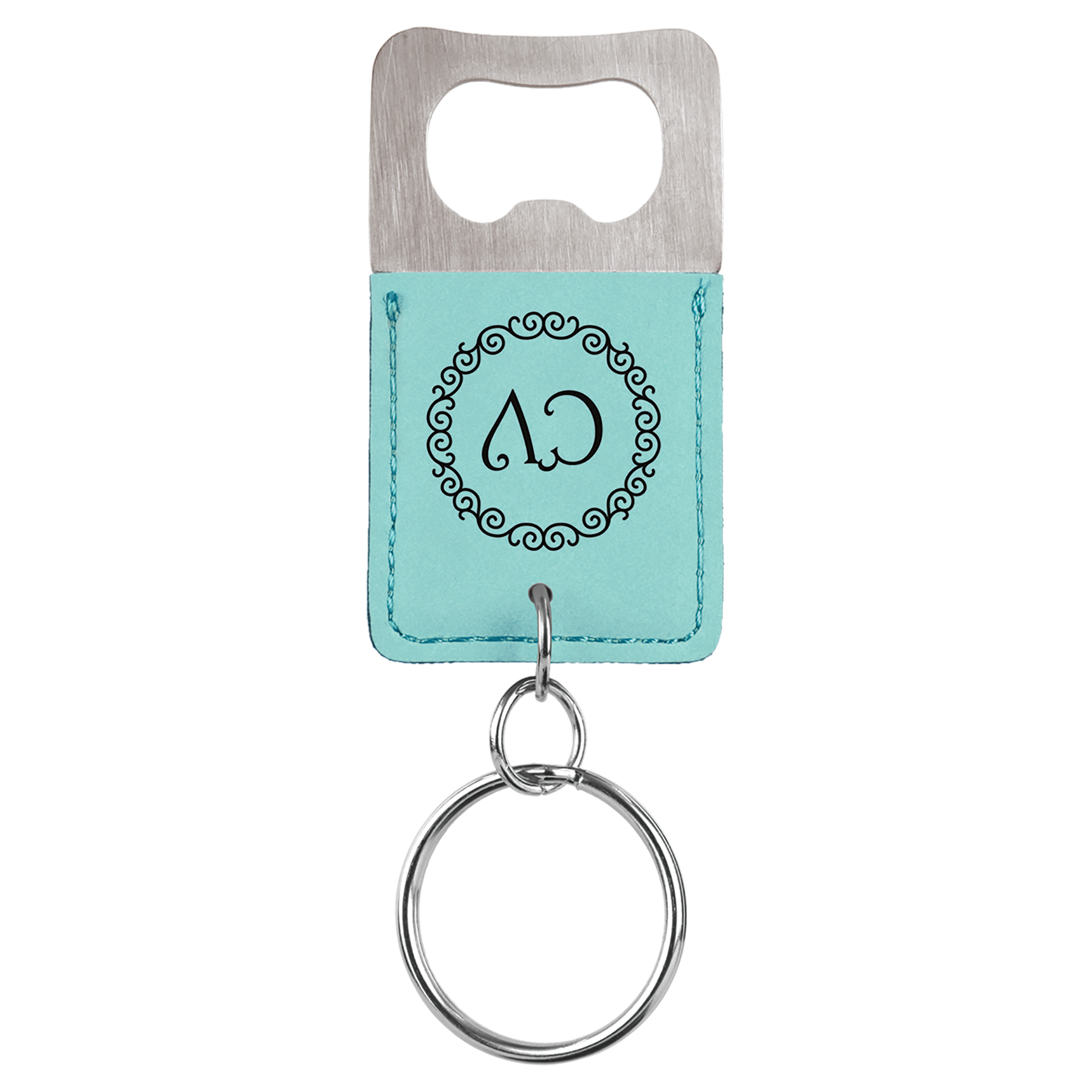 Laserable Leatherette Bottle Opener Keychain