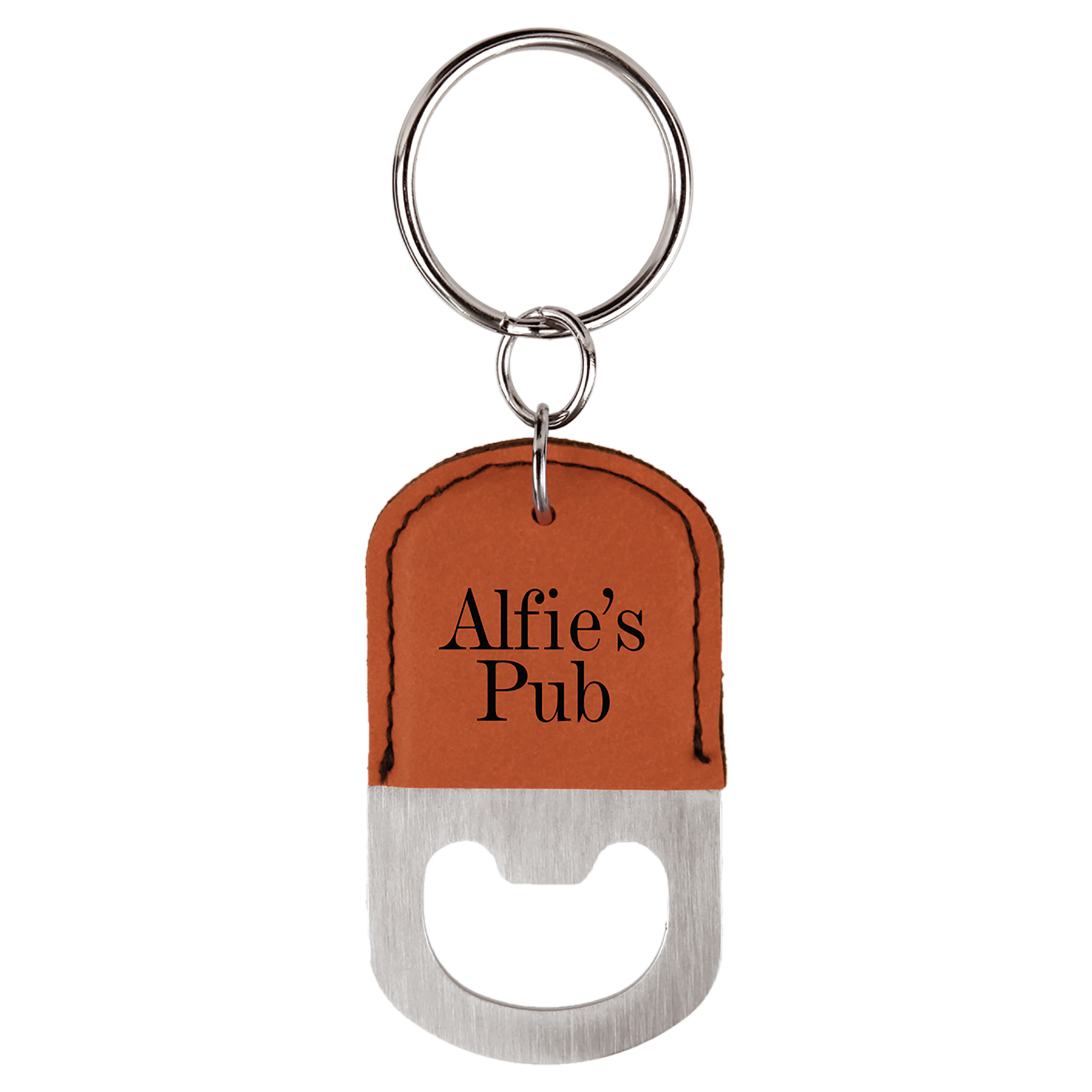 Laserable Leatherette Bottle Opener Keychain