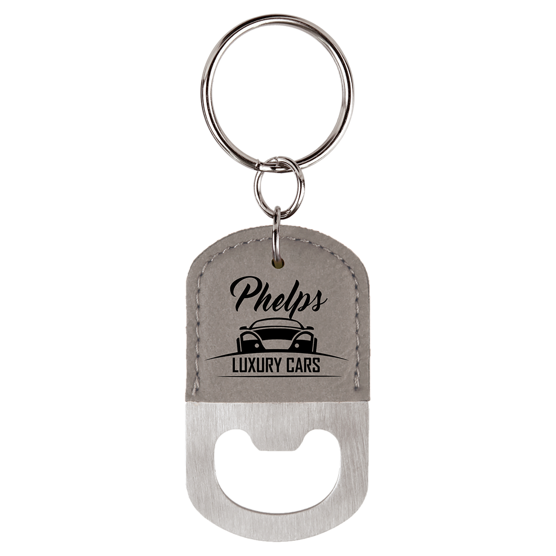 Laserable Leatherette Bottle Opener Keychain