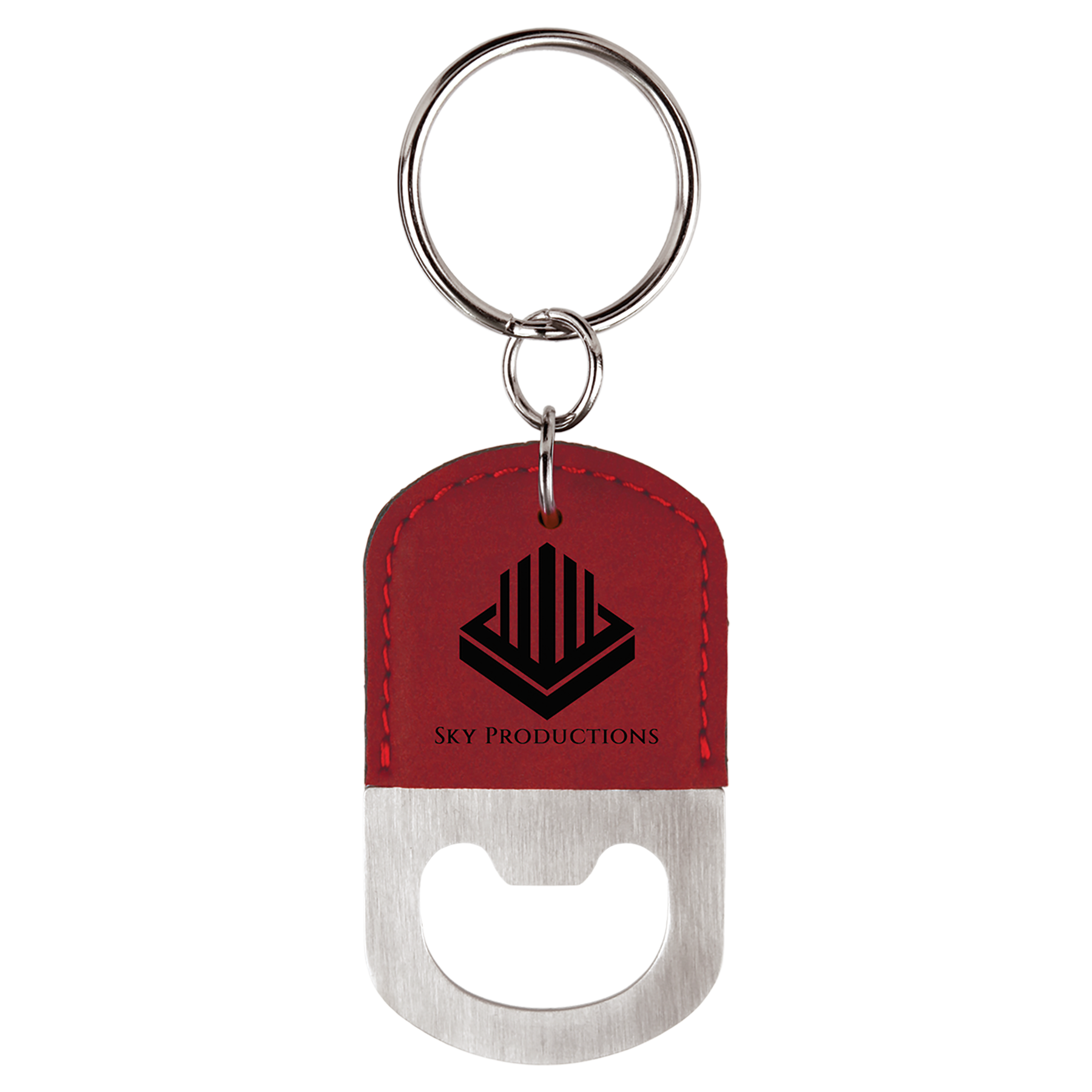 Laserable Leatherette Bottle Opener Keychain