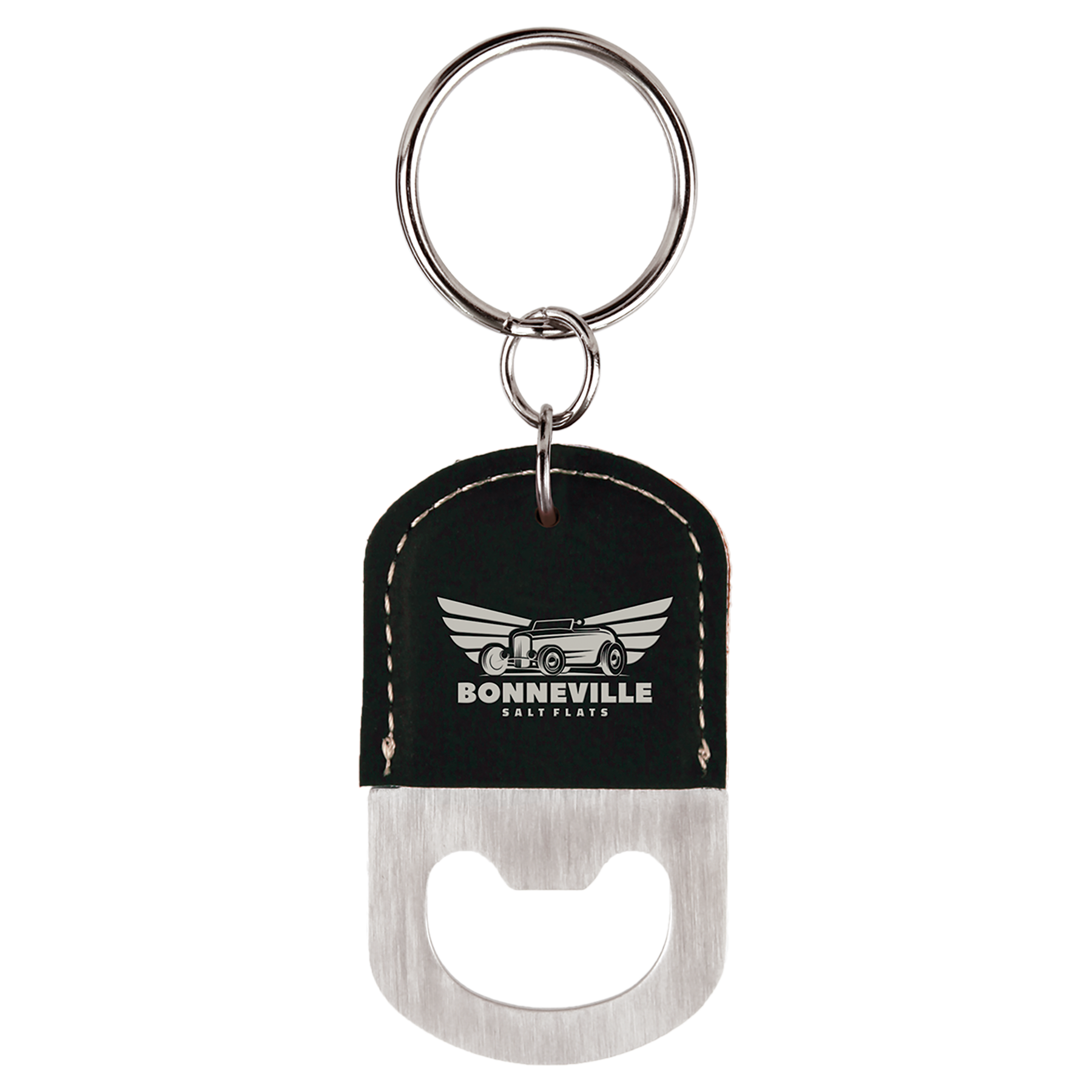 Laserable Leatherette Bottle Opener Keychain