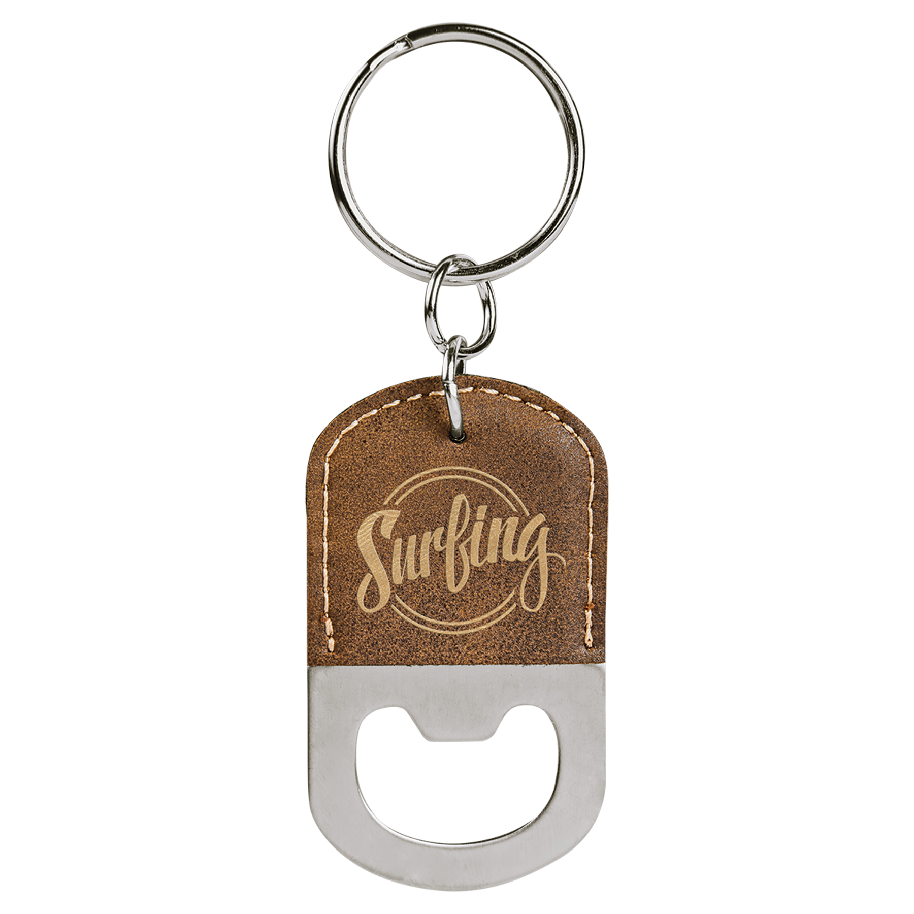 Laserable Leatherette Bottle Opener Keychain