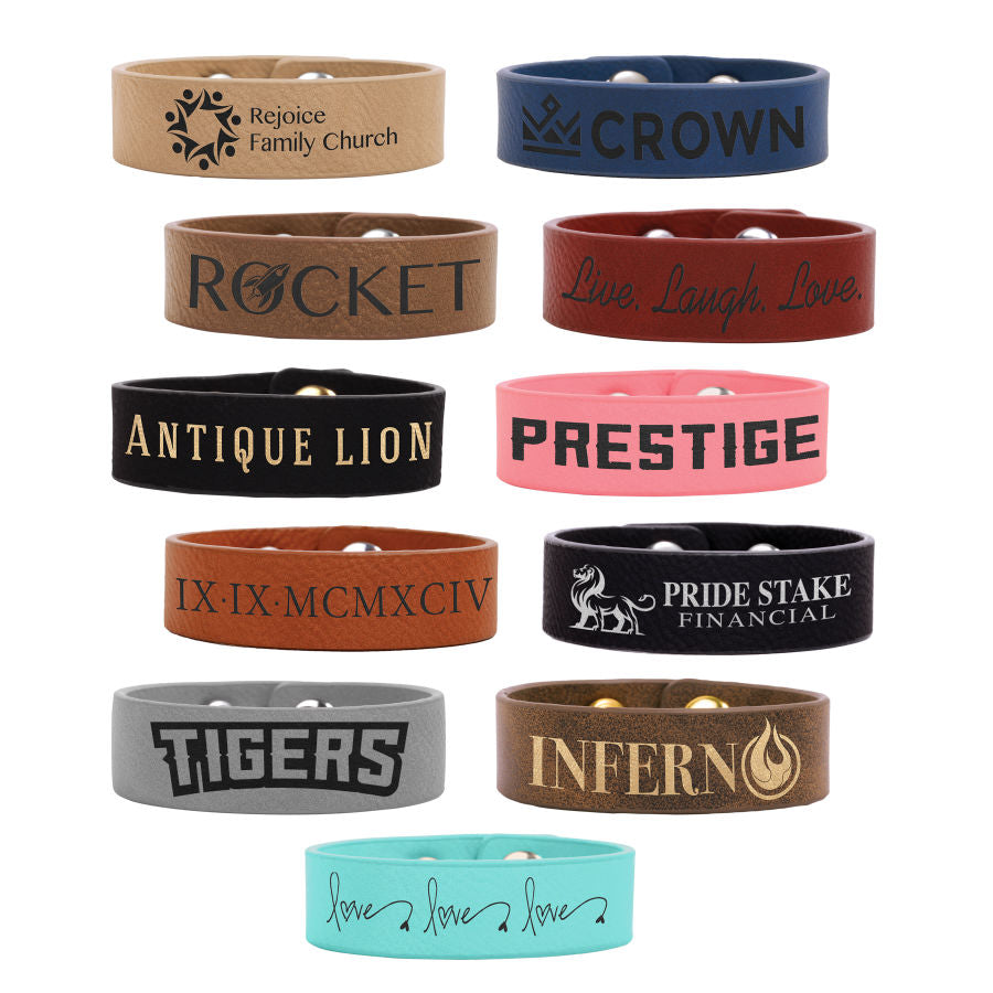 Laserable Leatherette Cuff Bracelets