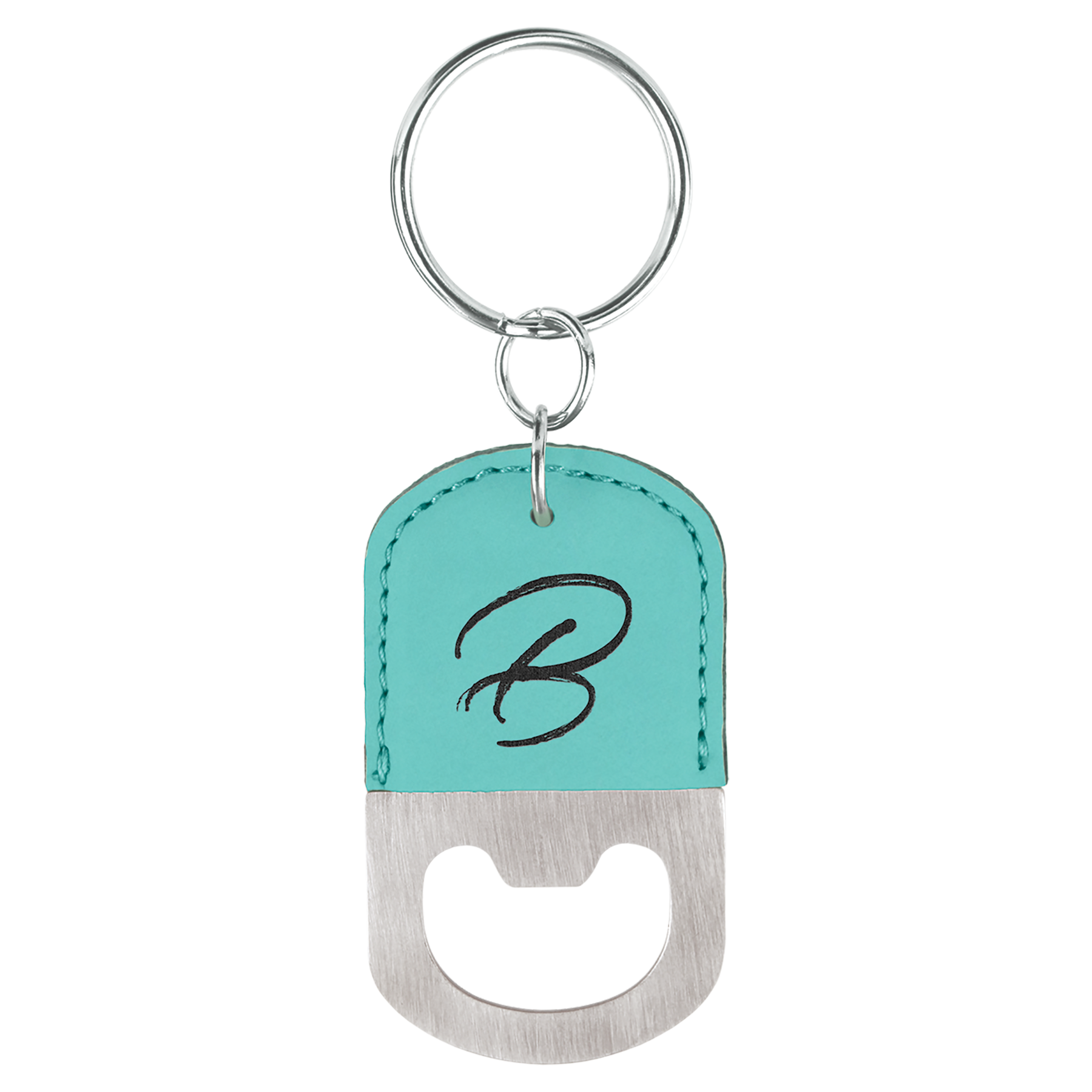 Laserable Leatherette Bottle Opener Keychain