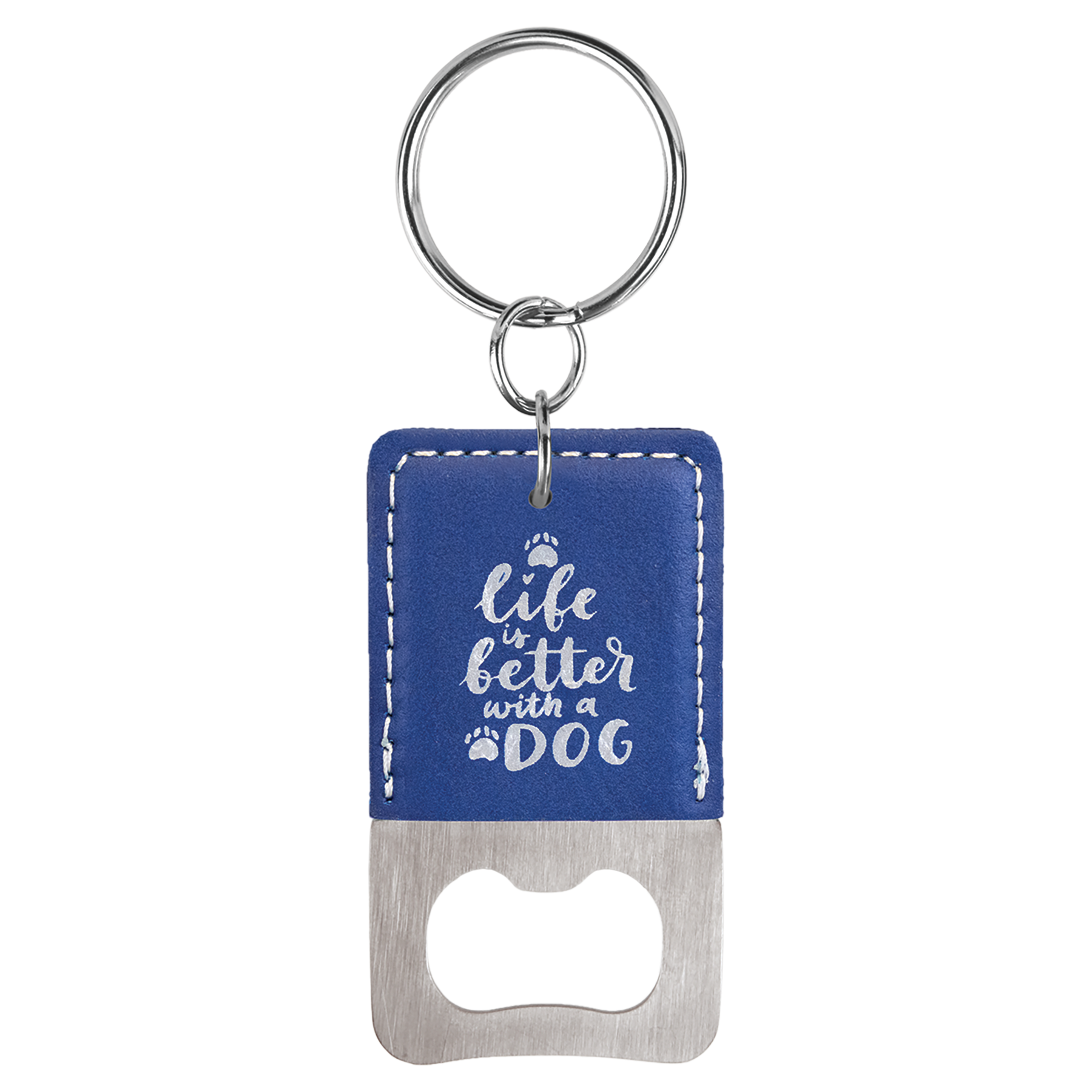 Laserable Leatherette Bottle Opener Keychain