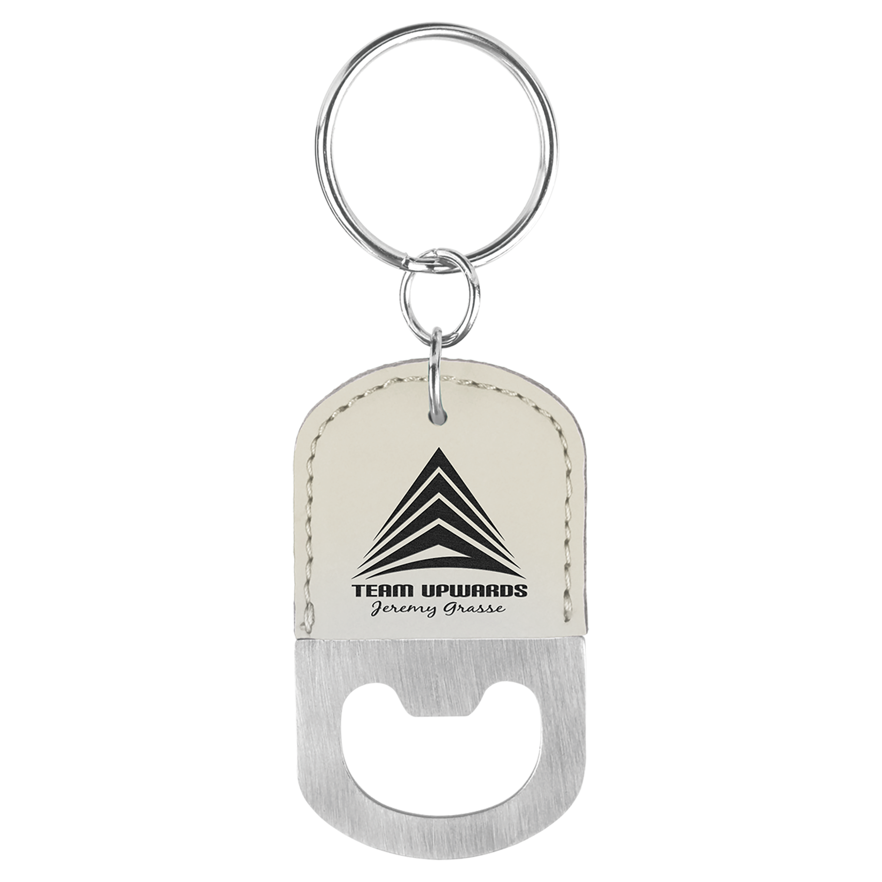 Laserable Leatherette Bottle Opener Keychain