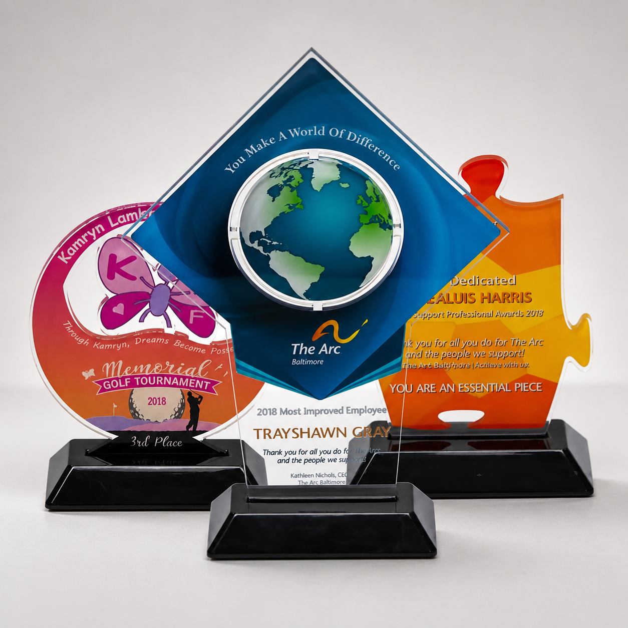 Custom-Shaped Acrylic Award with Black Base