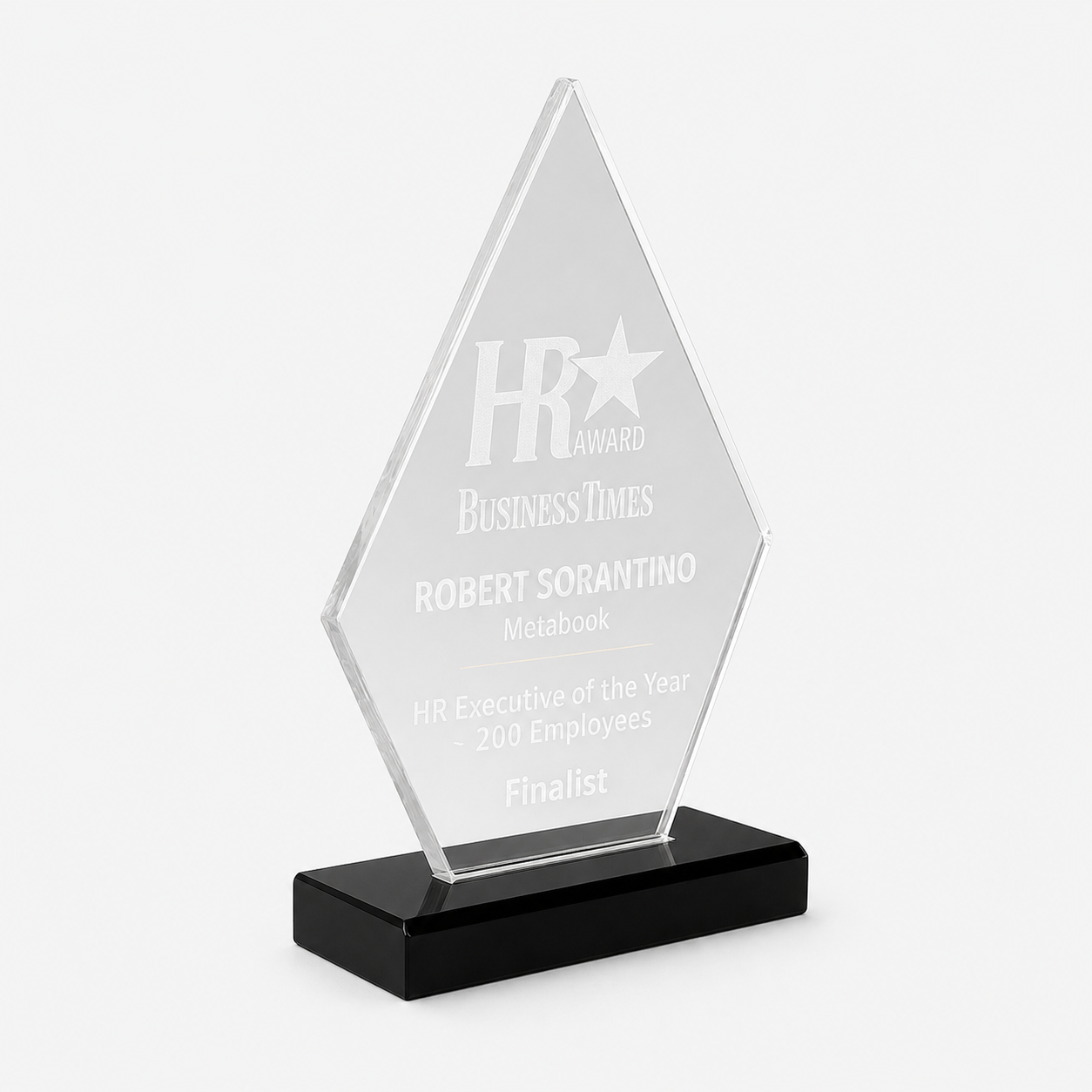 Diamond Acrylic Award with Ebony Base
