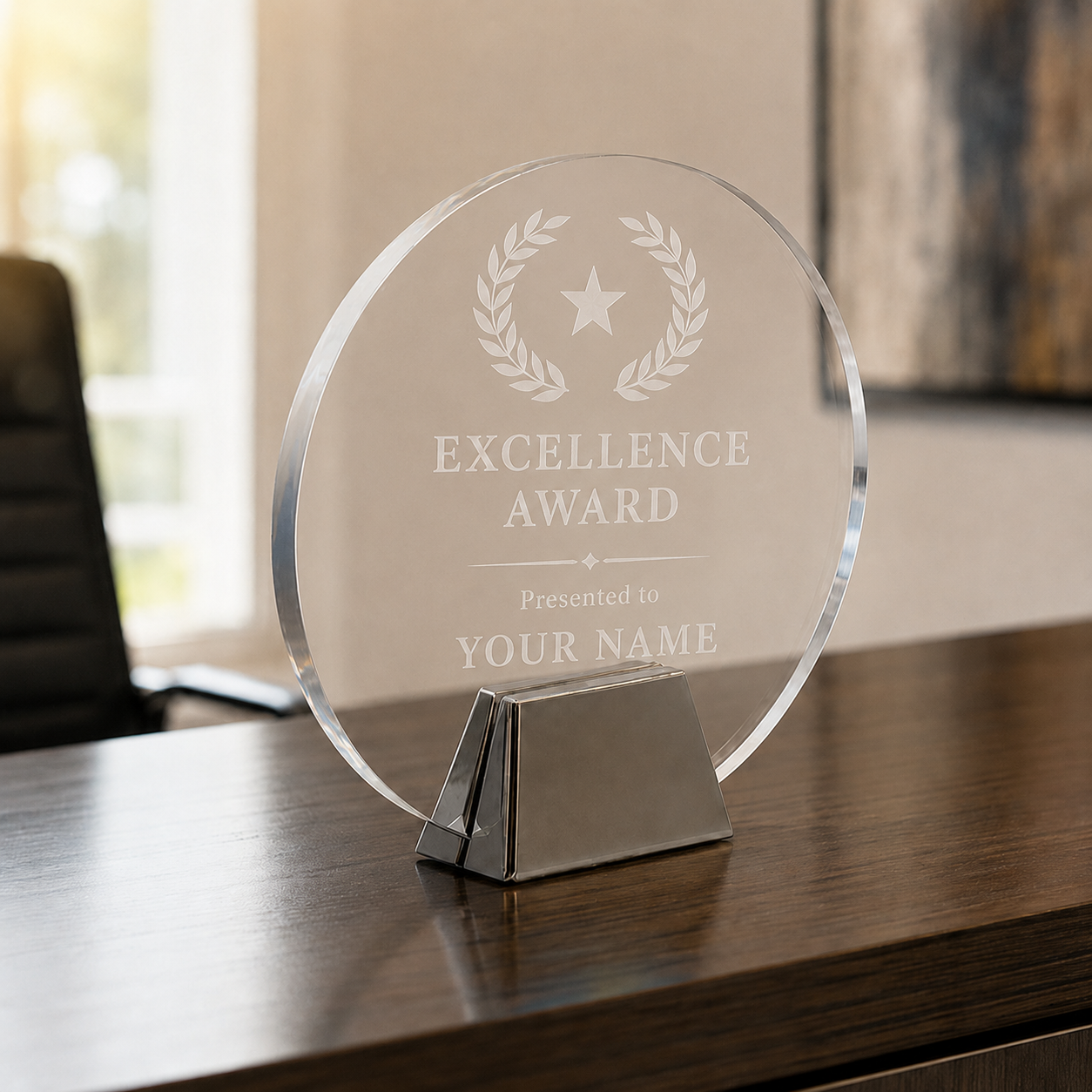 Circle Acrylic Award with Chrome Base