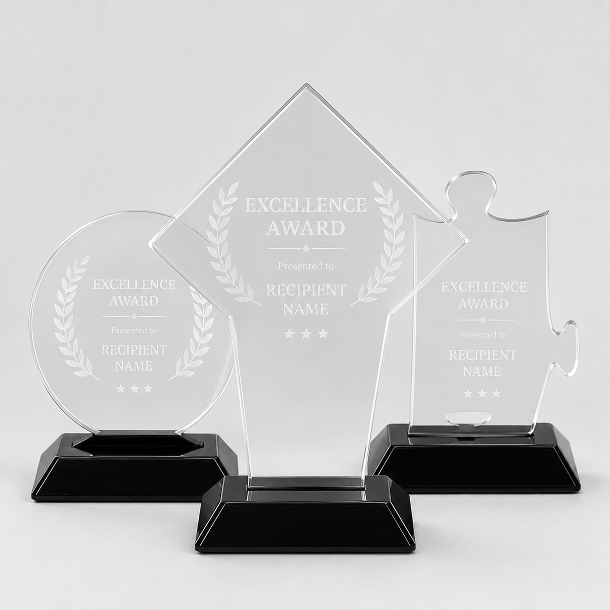Custom-Shaped Acrylic Award with Black Base