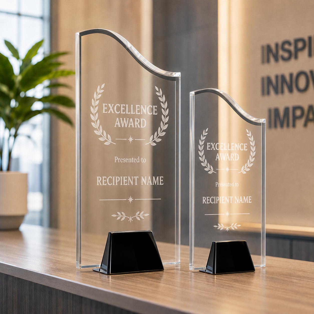 Wave Acrylic Award with Chrome Base