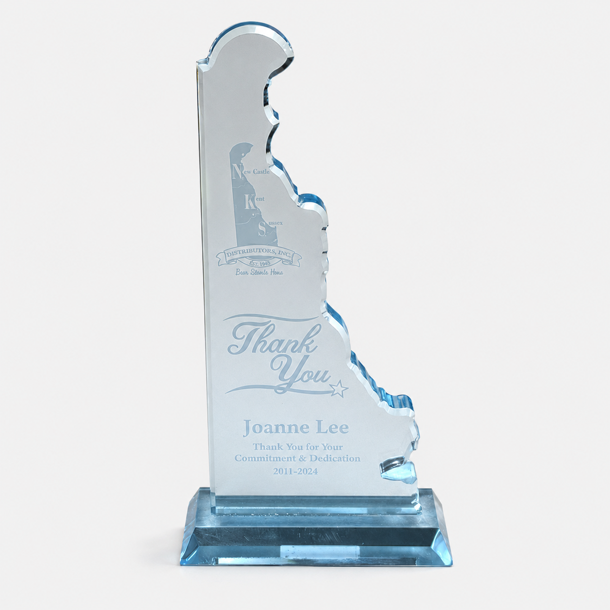 Delaware Blue State-Shaped Acrylic Award