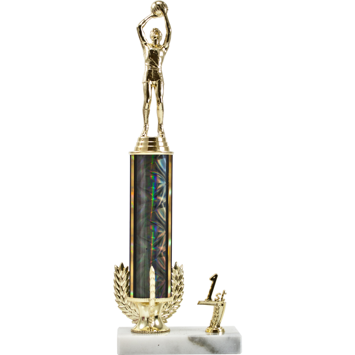 Tri-Wreath Round Column Trophy with Trim