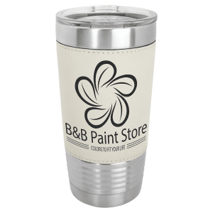 20 oz. Light Brown Laserable Leatherette Tumbler with Clear Lid