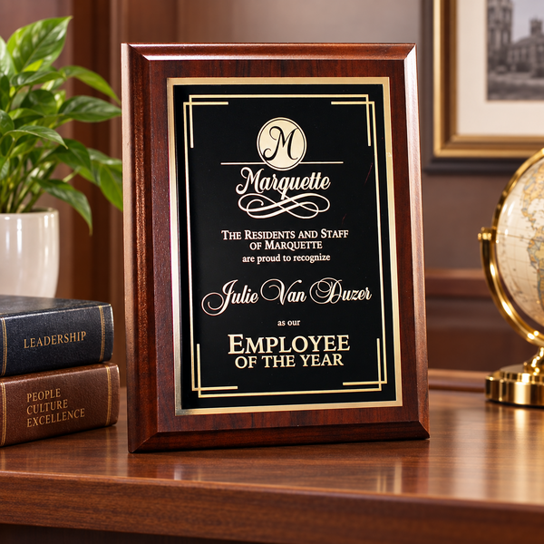 Cherry-Finish Plaque with Plate