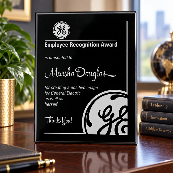 Black Piano Finish Plaque - Color-Filled
