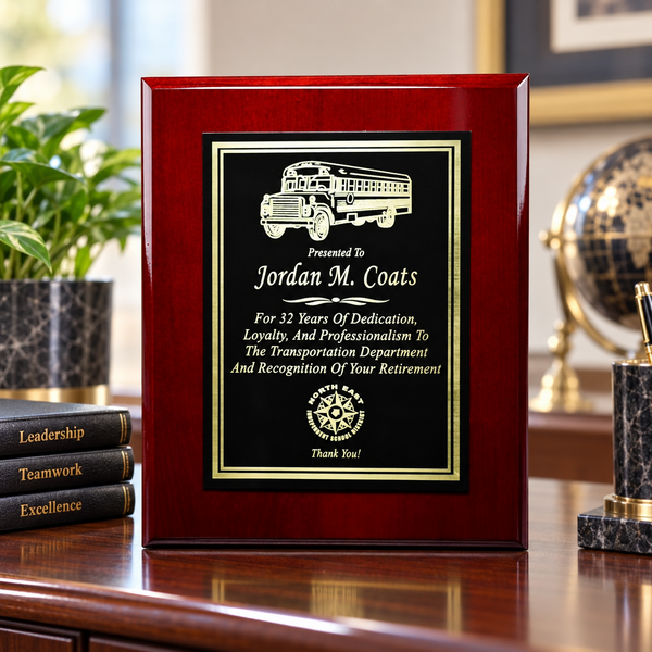 Rosewood Piano Finish Plaque with Plate