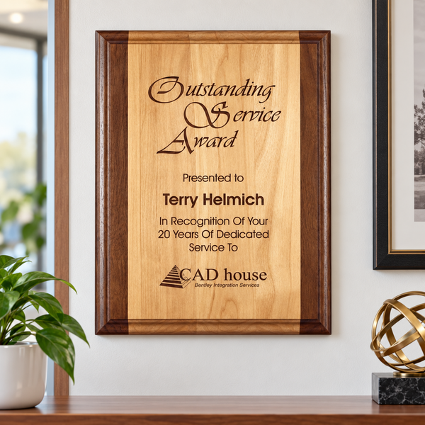 Genuine Red Alder and Walnut Laser-Engraved Plaque