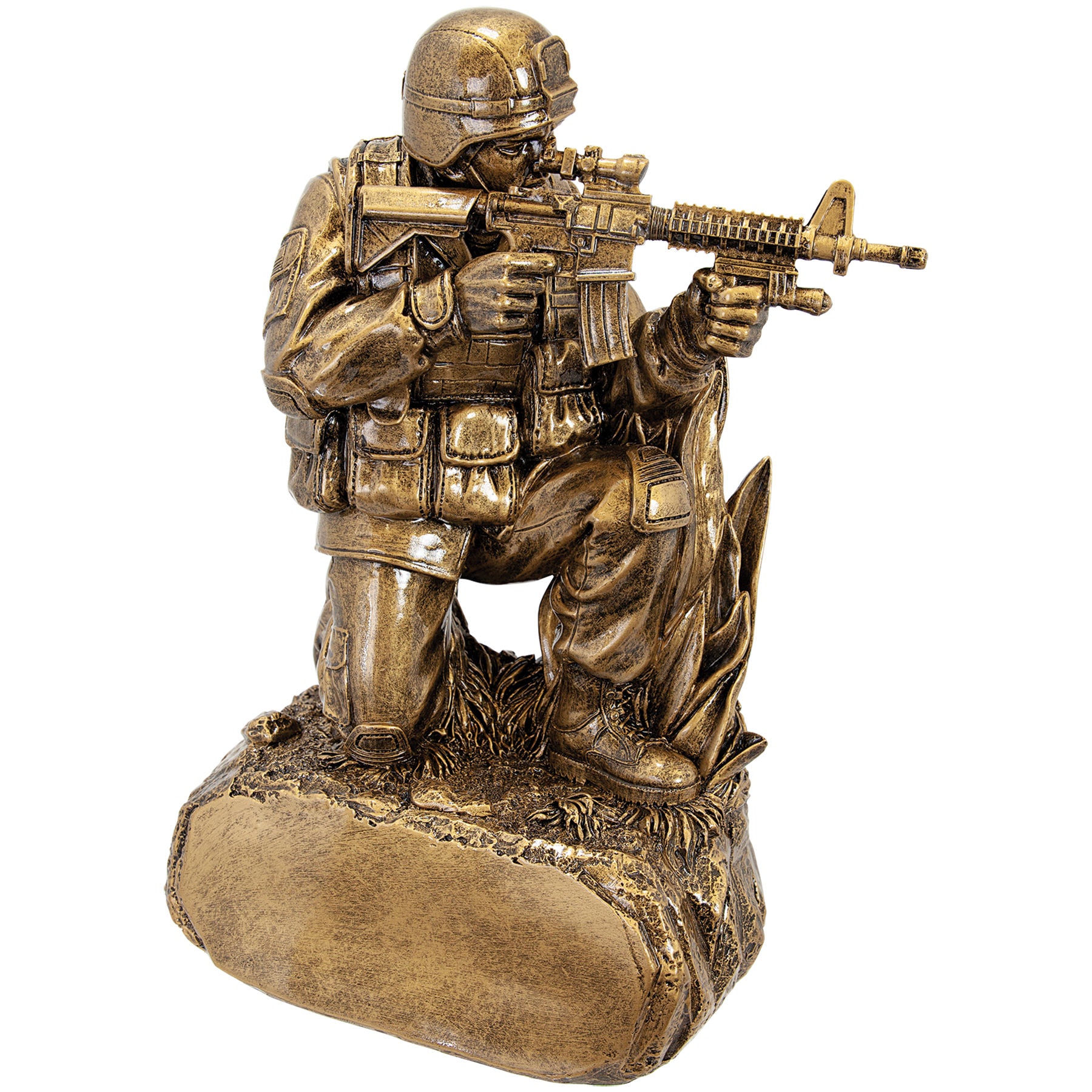 Military Resin Antique Gold-Kneeling in Grass